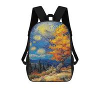 sinyumoney Sac À Dos 4Filles Starry Night Landscape with Autumn Tree Sac À Dos Scolaire Garçon Imprimé En 3D, Sac À Dos Décontracté Et Léger Pour Collégiens 17inch