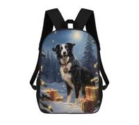 sinyumoney Sac À Dos 4Filles Sweet Border Collie Xmas Sac À Dos Scolaire Garçon Imprimé En 3D, Sac À Dos Décontracté Et Léger Pour Collégiens 17inch