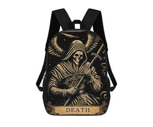 sinyumoney Sac À Dos 4Filles The Death Tarot Card Sac À Dos Scolaire Garçon Imprimé En 3D, Sac À Dos Décontracté Et Léger Pour Collégiens 17inch