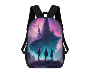 sinyumoney Sac À Dos 4Filles Three Figures Gazing at A Floating Island Sac À Dos Scolaire Garçon Imprimé En 3D, Sac À Dos Décontracté Et Léger Pour Collégiens 17inch