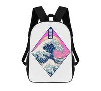 sinyumoney Sac À Dos 4Filles Vaporwave Great Wave Sac À Dos Scolaire Garçon Imprimé En 3D, Sac À Dos Décontracté Et Léger Pour Collégiens 17inch