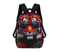 sinyumoney Sac À Dos 4Filles Vibrant Tiger with Sunglasses Sac À Dos Scolaire Garçon Imprimé En 3D, Sac À Dos Décontracté Et Léger Pour Collégiens 17inch