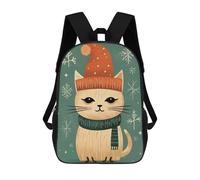 sinyumoney Sac À Dos 4Filles Vintage Christmas Cat Sac À Dos Scolaire Garçon Imprimé En 3D, Sac À Dos Décontracté Et Léger Pour Collégiens 17inch