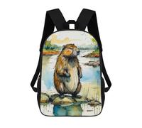 sinyumoney Sac À Dos 4Filles Watercolor Beaver by The River Sac À Dos Scolaire Garçon Imprimé En 3D, Sac À Dos Décontracté Et Léger Pour Collégiens 17inch