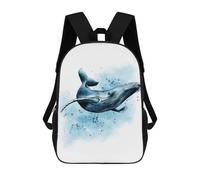 sinyumoney Sac À Dos 4Filles Whale Fish in Watercolor Sac À Dos Scolaire Garçon Imprimé En 3D, Sac À Dos Décontracté Et Léger Pour Collégiens 17inch