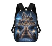 sinyumoney Sac À Dos 4Filles Winter Castle Lights Sac À Dos Scolaire Garçon Imprimé En 3D, Sac À Dos Décontracté Et Léger Pour Collégiens 17inch