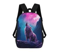 sinyumoney Sac À Dos 4Filles Wolf Howling at The Moon Sac À Dos Scolaire Garçon Imprimé En 3D, Sac À Dos Décontracté Et Léger Pour Collégiens 17inch