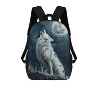 sinyumoney Sac À Dos 4Filles Wolf Howling Moon Night Sac À Dos Scolaire Garçon Imprimé En 3D, Sac À Dos Décontracté Et Léger Pour Collégiens 17inch