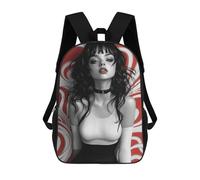 sinyumoney Sac À Dos 4Filles Woman with Black Hair And Red Background Sac À Dos Scolaire Garçon Imprimé En 3D, Sac À Dos Décontracté Et Léger Pour Collégiens 17inch