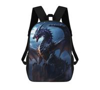 sinyumoney Sac à dos à neuf queues Fox Spirit Sac à dos d'école tendance Sac d'école imprimé 3D pour garçons élèves du primaire et du collège, Dragon sureau noir, 17"