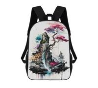 sinyumoney Sac à dos abstrait Fuji Mountain Feline Serene Painting Sacs à dos pour enfants Sac à dos d'école imprimé 3D Sac à dos d'école pour enfants Sacs à dos de voyage pour enfants primaire