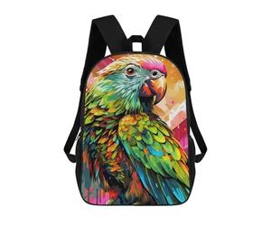 sinyumoney Sac à dos coloré pour enfants - Portrait de cerf - 12 ans - Sac à dos d'école pour enfants - Imprimé 3D - Grande capacité - Pour garçons et filles, Oeuvre d'art perroquet coloré-6, 17"