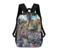 sinyumoney Sac à dos d'école 3D Lonely Tree at Sunset pour enfants et adultes, grands sacs d'école décontractés avec poche latérale en maille, Scène de bataille révolutionnaire, 17"