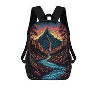 sinyumoney Sac à dos d'école de style de manette de jeu néon pour enfants, sac à dos d'école imprimé 3D pour garçons à l'école primaire et au collège, Mountain River Sunset, 17"