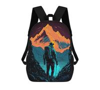 sinyumoney Sac à dos d'école imprimé en 3D pour enfants, cartables, sacs à dos de voyage, sac de loisirs tendance pour enfants et étudiants, Mountain Hiker's Journey -1, 17"
