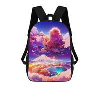 sinyumoney Sac à dos d'école imprimé en 3D pour enfants - Flamme et forêt - Majesté du lion - Haute capacité - Sac à dos de voyage pour enfants, Paysage fantastique nuageux -1, 17"