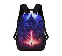 sinyumoney Sac à dos d'école pour enfants Cosmic Cats in Space 43,2 cm Sac à dos de voyage décontracté pour garçons et filles Grande capacité, Porte vers le royaume cosmique, 17"