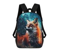 sinyumoney Sac à dos d'école pour enfants Œuvre de jeu vibrante Artwork -33 Sac à dos d'école tendance unisexe Sac à dos de voyage Sac à dos d'école Sac à dos cool 3D, Galactic Fox Majesty -1, 17"
