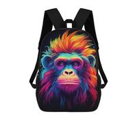 sinyumoney Sac à dos d'écolier 3D en forme de colibri épique pour enfants, sac à dos décontracté pour enfants, sac à dos, randonnée, sport, travail, voyage, ordinateur portable, Singe néon, 17"