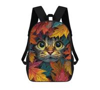 sinyumoney Sac À Dos Enfant 17 Pouces Imprimé En 3D, Motif Dessin Animé Autumn Leaves Cat Portrait-1, Idéal Pour Les Voyages, Les Livres Et L'école.
