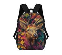 sinyumoney Sac À Dos Enfant 17 Pouces Imprimé En 3D, Motif Dessin Animé Autumnal Deer Portrait-2, Idéal Pour Les Voyages, Les Livres Et L'école.