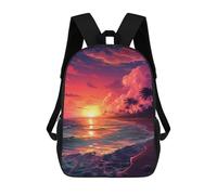 sinyumoney Sac À Dos Enfant 17 Pouces Imprimé En 3D, Motif Dessin Animé Beach Sunset Palm Trees, Idéal Pour Les Voyages, Les Livres Et L'école.