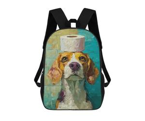 sinyumoney Sac À Dos Enfant 17 Pouces Imprimé En 3D, Motif Dessin Animé Beagle with Toilet Paper Roll Hat-1, Idéal Pour Les Voyages, Les Livres Et L'école.