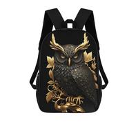 sinyumoney Sac À Dos Enfant 17 Pouces Imprimé En 3D, Motif Dessin Animé Black And Gold Owl, Idéal Pour Les Voyages, Les Livres Et L'école.