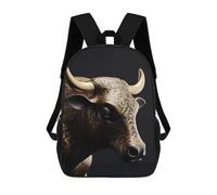 sinyumoney Sac À Dos Enfant 17 Pouces Imprimé En 3D, Motif Dessin Animé Black And Gold Ox, Idéal Pour Les Voyages, Les Livres Et L'école.