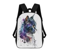sinyumoney Sac À Dos Enfant 17 Pouces Imprimé En 3D, Motif Dessin Animé Black Cat Watercolor Art, Idéal Pour Les Voyages, Les Livres Et L'école.