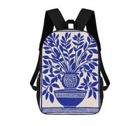 sinyumoney Sac À Dos Enfant 17 Pouces Imprimé En 3D, Motif Dessin Animé Blue Floral Vase Print, Idéal Pour Les Voyages, Les Livres Et L'école.