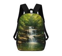 sinyumoney Sac À Dos Enfant 17 Pouces Imprimé En 3D, Motif Dessin Animé Cascading Waterfall in Lush Green Forest, Idéal Pour Les Voyages, Les Livres Et L'école.