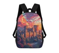 sinyumoney Sac À Dos Enfant 17 Pouces Imprimé En 3D, Motif Dessin Animé Castle Sunset Landscape-2, Idéal Pour Les Voyages, Les Livres Et L'école.
