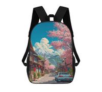 sinyumoney Sac À Dos Enfant 17 Pouces Imprimé En 3D, Motif Dessin Animé Cherry Blossom Street Scene, Idéal Pour Les Voyages, Les Livres Et L'école.