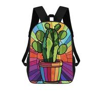 sinyumoney Sac À Dos Enfant 17 Pouces Imprimé En 3D, Motif Dessin Animé Colorful Cactus Pot Art Print, Idéal Pour Les Voyages, Les Livres Et L'école.
