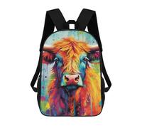 sinyumoney Sac À Dos Enfant 17 Pouces Imprimé En 3D, Motif Dessin Animé Colorful Cow Art Print-2, Idéal Pour Les Voyages, Les Livres Et L'école.