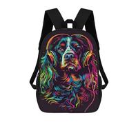 sinyumoney Sac À Dos Enfant 17 Pouces Imprimé En 3D, Motif Dessin Animé Colorful Dog Headphones Art -6, Idéal Pour Les Voyages, Les Livres Et L'école.