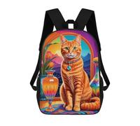 sinyumoney Sac À Dos Enfant 17 Pouces Imprimé En 3D, Motif Dessin Animé Colorful Fantasy Cat Scene, Idéal Pour Les Voyages, Les Livres Et L'école.