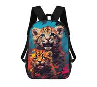 sinyumoney Sac À Dos Enfant 17 Pouces Imprimé En 3D, Motif Dessin Animé Colorful Leopard Cubs Art Print, Idéal Pour Les Voyages, Les Livres Et L'école.