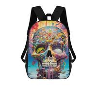 sinyumoney Sac À Dos Enfant 17 Pouces Imprimé En 3D, Motif Dessin Animé Colorful Skull Artwork-1, Idéal Pour Les Voyages, Les Livres Et L'école.