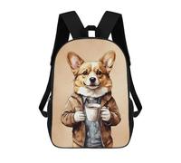 sinyumoney Sac À Dos Enfant 17 Pouces Imprimé En 3D, Motif Dessin Animé Corgi Animals Coffee, Idéal Pour Les Voyages, Les Livres Et L'école.