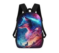 sinyumoney Sac À Dos Enfant 17 Pouces Imprimé En 3D, Motif Dessin Animé Cosmic Wolf Fantasy Artwork, Idéal Pour Les Voyages, Les Livres Et L'école.