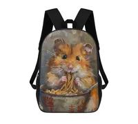 sinyumoney Sac À Dos Enfant 17 Pouces Imprimé En 3D, Motif Dessin Animé Cute Hamster Spaghetti Eat, Idéal Pour Les Voyages, Les Livres Et L'école.