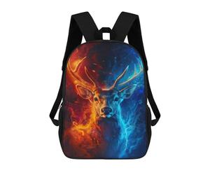 sinyumoney Sac À Dos Enfant 17 Pouces Imprimé En 3D, Motif Dessin Animé Deer Fire And Ice Art Print, Idéal Pour Les Voyages, Les Livres Et L'école.