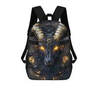 sinyumoney Sac À Dos Enfant 17 Pouces Imprimé En 3D, Motif Dessin Animé Devil Black Goat with Golden Horns, Idéal Pour Les Voyages, Les Livres Et L'école.