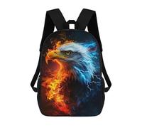 sinyumoney Sac À Dos Enfant 17 Pouces Imprimé En 3D, Motif Dessin Animé Eagle Fire & Ice Art Print-1, Idéal Pour Les Voyages, Les Livres Et L'école.