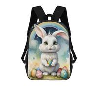 sinyumoney Sac À Dos Enfant 17 Pouces Imprimé En 3D, Motif Dessin Animé Easter Bunny with Rainbow Eggs, Idéal Pour Les Voyages, Les Livres Et L'école.