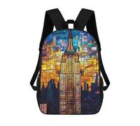 sinyumoney Sac À Dos Enfant 17 Pouces Imprimé En 3D, Motif Dessin Animé Empire State Building Stained Glass-1, Idéal Pour Les Voyages, Les Livres Et L'école.