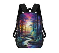 sinyumoney Sac À Dos Enfant 17 Pouces Imprimé En 3D, Motif Dessin Animé Enchanted Forest Sunset Stream, Idéal Pour Les Voyages, Les Livres Et L'école.