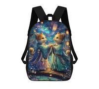 sinyumoney Sac À Dos Enfant 17 Pouces Imprimé En 3D, Motif Dessin Animé Fantasy Cats in Traditional Attire, Idéal Pour Les Voyages, Les Livres Et L'école.